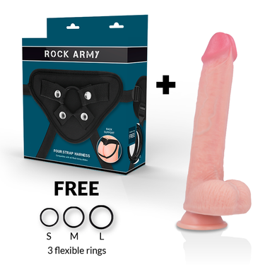 Dildo Realistico Dual Density con Imbracatura, Impermeabile e Venature Pronunciate